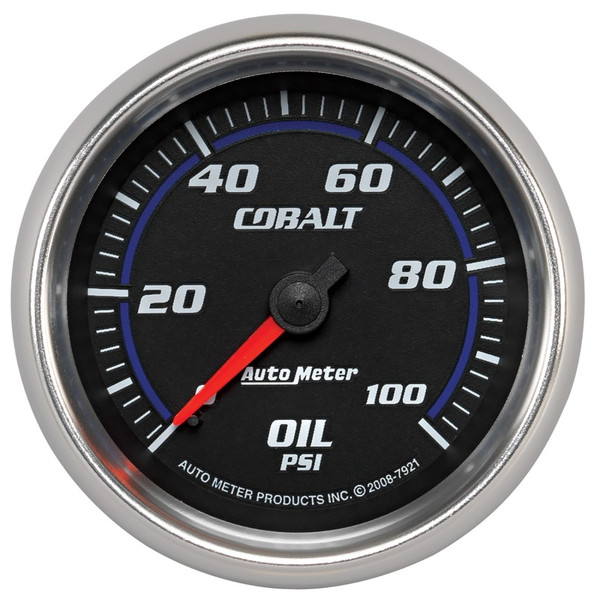 Auto Meter 7921 Oil Pressure Gauge 2 5/8", 100PSI, Mechanical, Cobalt