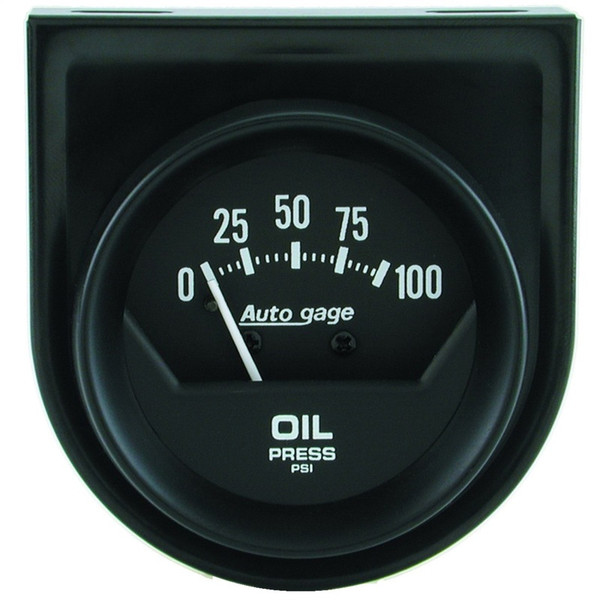 Autometer Auto Gage 2in 100 psi Mechanical Short Sweep Black Oil Pressure Gauge - 2360