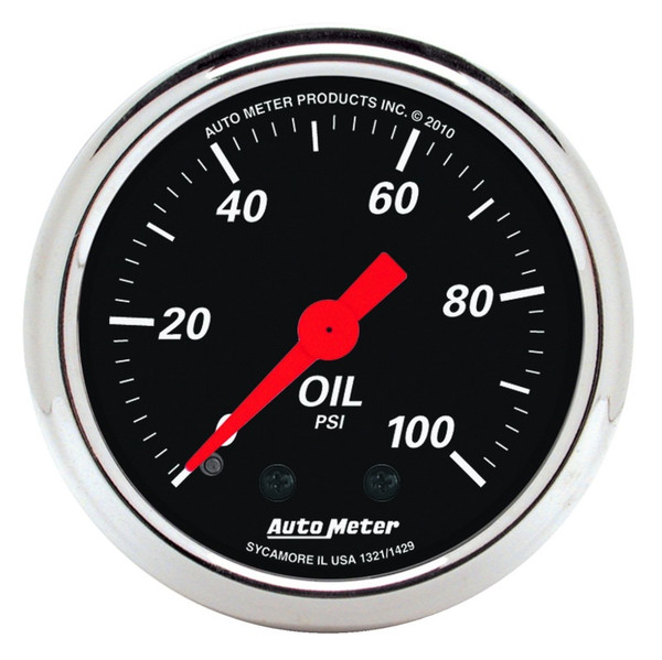 AutoMeter Gauge Oil Press 2-1/16in. 100PSI Mech Designer Black - 1429