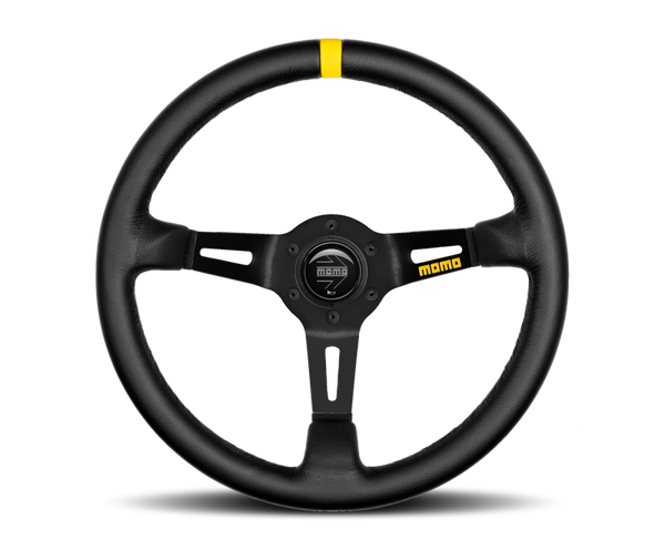 Momo MOD08 Steering Wheel 350 mm -  Black Leather/Black Spokes/1 Stripe - R1908/35L
