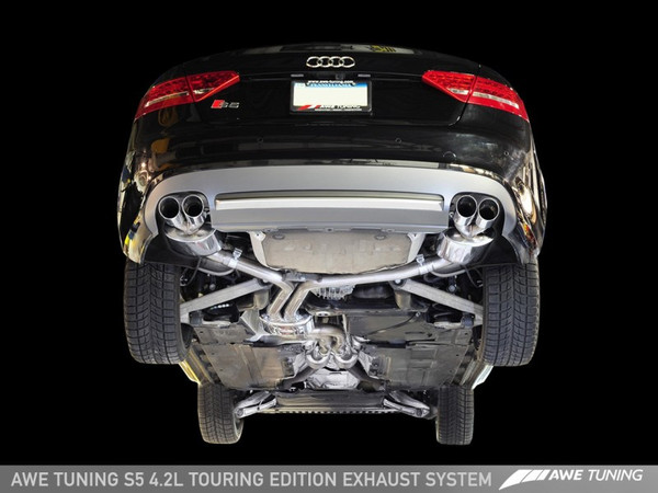 AWE Tuning fits  Audi B8 S5 4.2L Touring Edition Exhaust System - Polished Silver Tips - 3015-43028