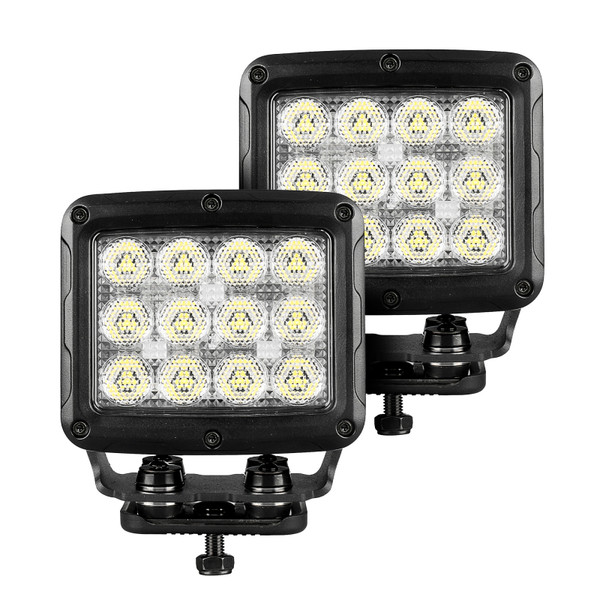 Go Rhino Xplor Bright Series Rectangle SingleLED Spot Light Kit (Surface Mount) 5in. - Blk (Pair) - 751800523FCS