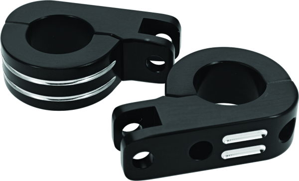 Bikers Choice Black Billet Highway Peg Mounts for 1.25 Inch Engine Guard Universal Custom Pr - 502319