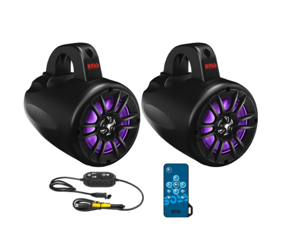 BOSS Audio Systems ATV 4in Amplified Bluetooth Waketower IPX5 Speakers - B40RGB