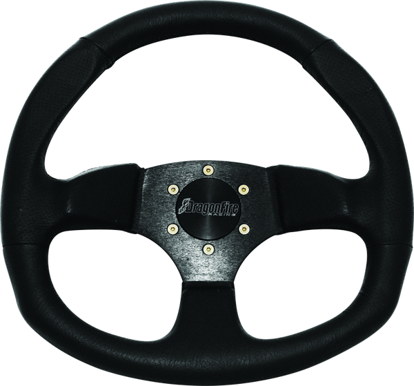 DragonFire Racing Steering Wheels - D-Shaped- Vinyl- Black- 0in offset - 520969