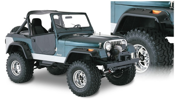 Bushwacker 10910-07 Cut-Out Fender Flares Front & Rear Fits Jeep CJ5; CJ5A; CJ6