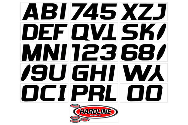 Hardline Boat Lettering Registration Kit 3 in. - 700 Solid Black - BLK700EC