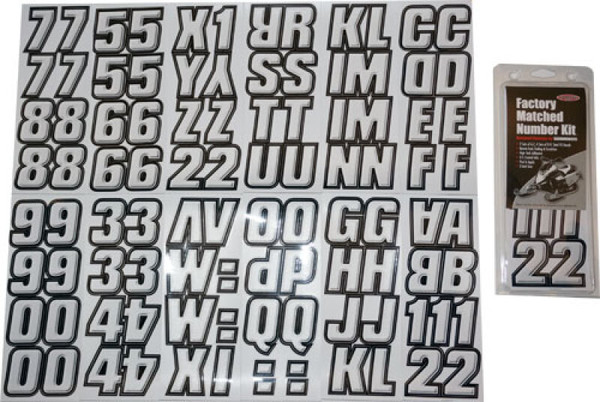 Hardline Snowmobile Lettering Registration Kit 2 in. - 500 Silver/Black - SIBLK500