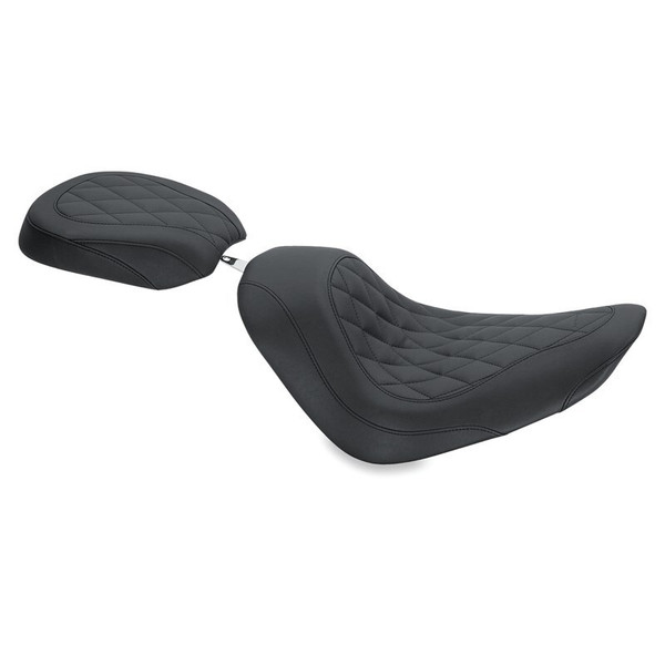 Mustang 06-17 Harley Softail Wide Tire (200mm) Wide Tripper Passenger Seat Diamond Stitch - Black - 76743