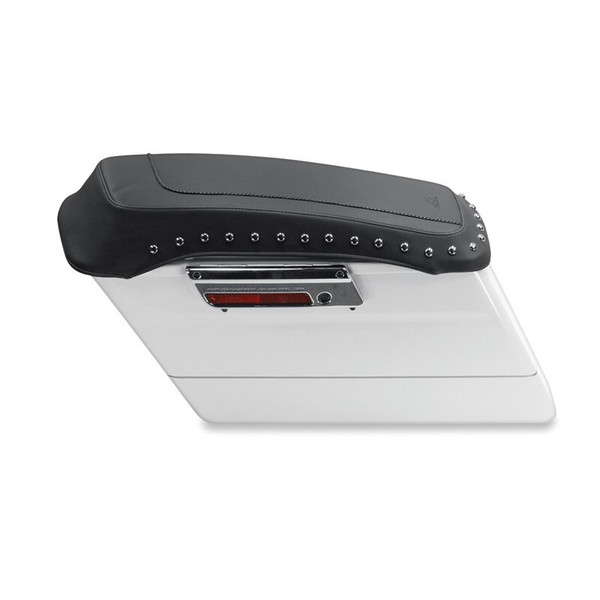 Mustang 80-07 Harley Early FL Touring Road King Saddlebag Lid Covers w/Blk Pearl Studs - Black - 77600