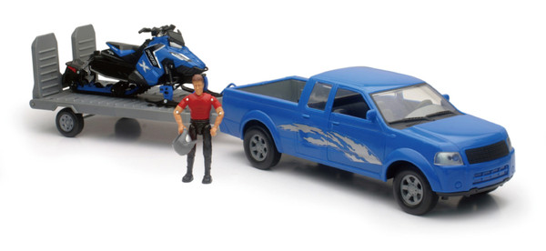 New Ray Toys Pickup with Polaris Switchback Snomobile and Figurine Set/ Scale - 1:18 - SS-37406A