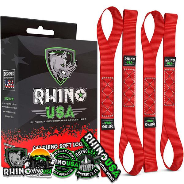 Rhino USA Soft Loops Motorcycle Tie-Down Set 4-Pack Red - SOFT4PACK-RED