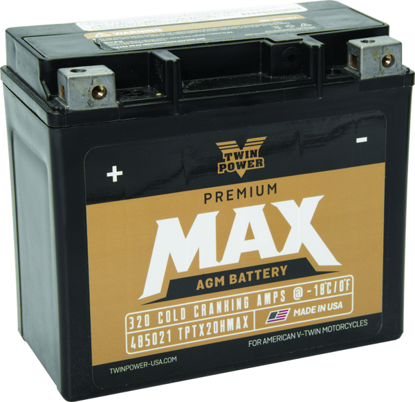Twin Power GYZ-20H Premium MAX Battery Replaces H-D 65991-82B Made in USA 320 CCA - 485021