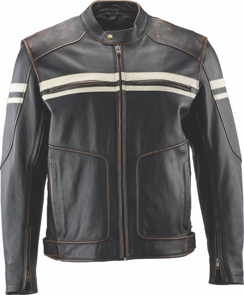 Kuryakyn Leather By River Road Hoodlum Vintage Leather Jacket Black - Small - 094382