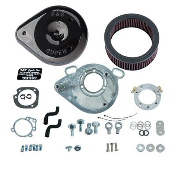 S&S Cycle 01-17 Stock EFI BT Models Teardrop Air Cleaner Kit - Gloss Black - 170-0304B