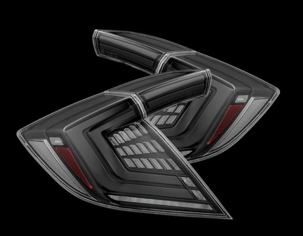 AlphaRex 16-21 Honda Civic Hatchback/ Type-R FK8 Nova-Series LED Tail Lights (Pair) - Alpha Black - 676000