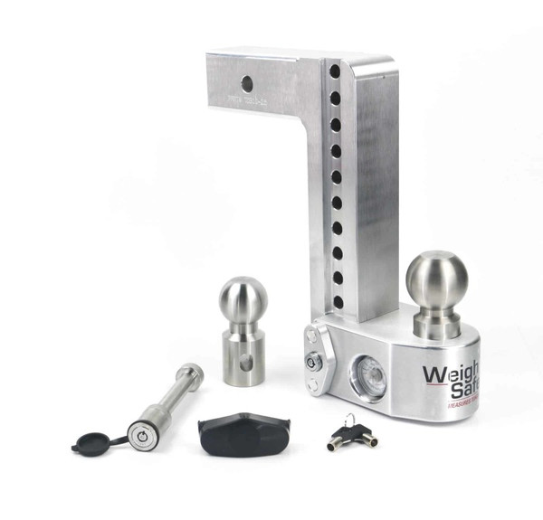 Weigh Safe 10in Drop Hitch w/Built-in Scale & 2.5in Shank (10K/18.5K GTWR) w/WS05 - Aluminum - WS10-2.5-KA