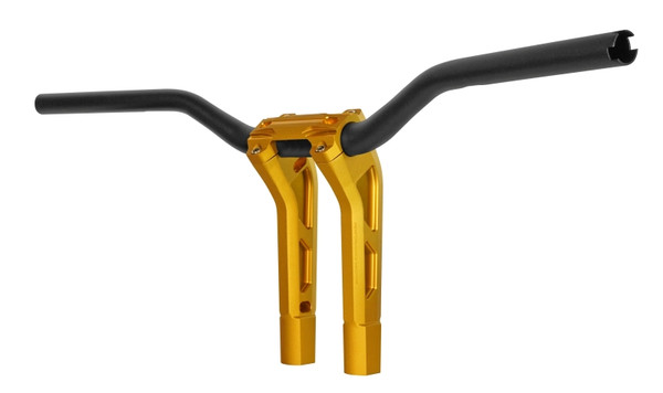 Performance Machine Phatbar H-Bar Assy, 9in Riser, 1-1/4in Bar, Int Wire, Gauge Mnt - Gold Ops - 0208-2195M-SMG