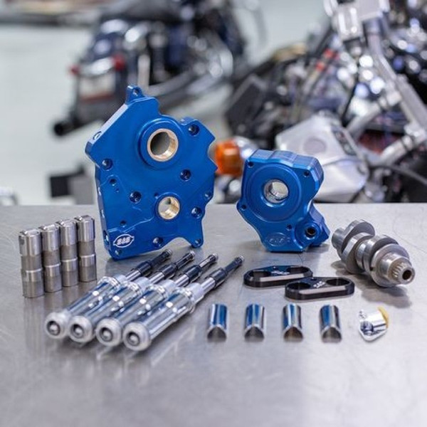 S&S Cycle 2017+ Water Cooled M8 Models Chain Drive 475C Cam Chest Kit w/ Chrome Pushrod Tubes - 310-1000B
