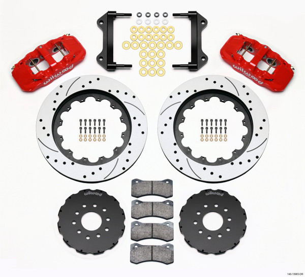 Wilwood AERO6 Front Hat Kit 15.00 Drilled Red 97-04 Corvette C5/Z06 05-13 C6 - 140-13903-DR