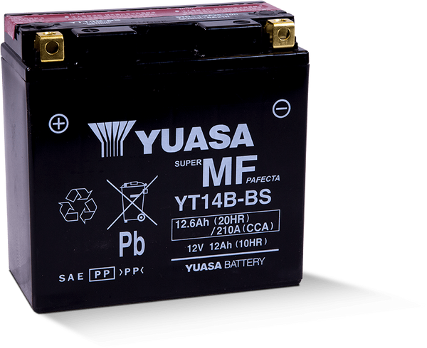 Yuasa YT14B-BS Maintenance Free 12-Volt AGM Battery w/Bottle - YUAM624B4