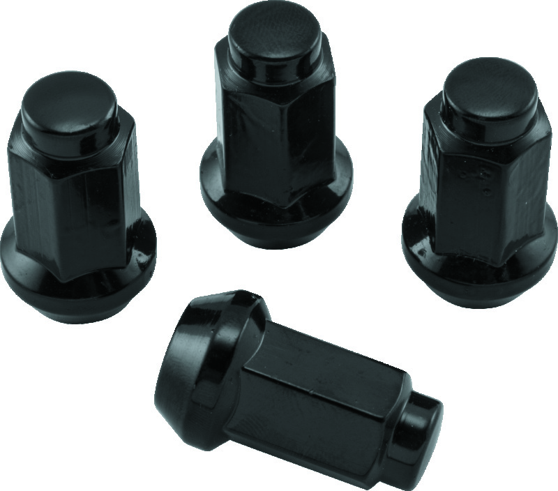 QuadBoss Lug Nuts 3/8in 24 - 14mm-Od - Black - Box of 4 - 608933