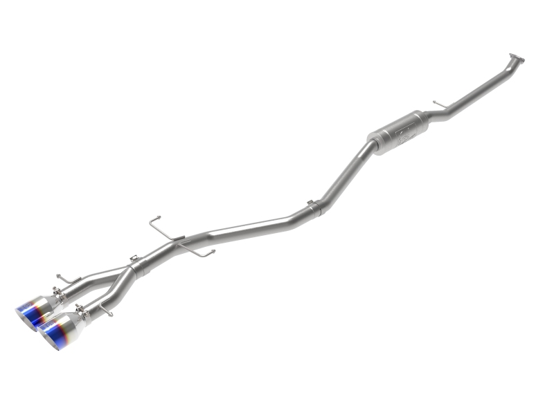 AFE 49-36620-L Takeda 2-1/2in 304 SS Cat-Back Exhaust System w/Blue Flame Tip