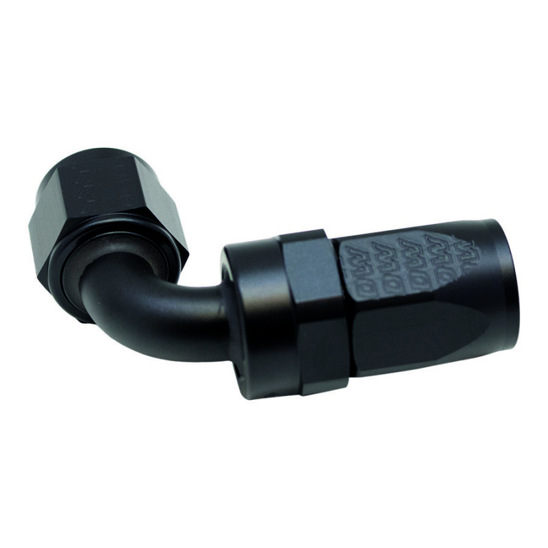 DeatschWerks 8AN Female Swivel 90-Degree Hose End CPE - Anodized Matte Black - 6-02-0807-B