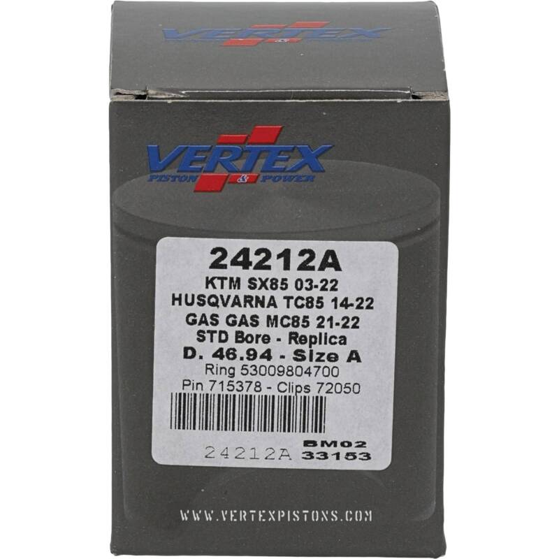 Vertex Piston 03-24 KTM 85 SX 85cc Cast Replica Piston Kit - 24212A