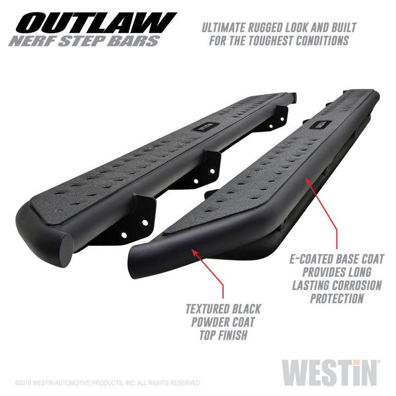 Westin 58-54085 Outlaw Nerf Step Bars, Textured Black For 19-21 Ram 1500