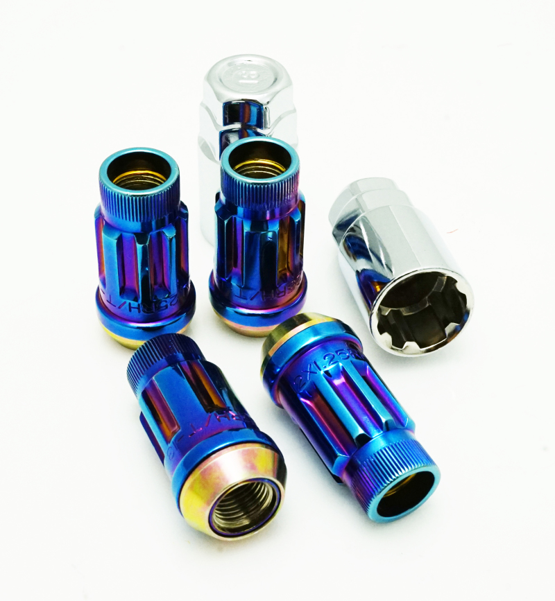 Wheel Mate Muteki SR45R Lug Nut Kit Lock Set 12x1.50 45mm - Burned Blue Neon - 34938UN