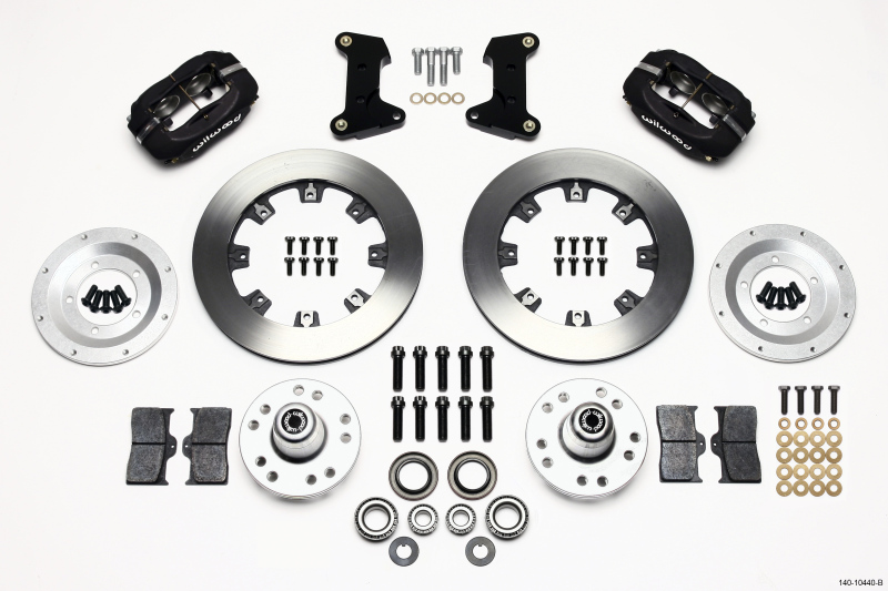 Wilwood 140-10440-B Forged Dynalite Front Big Brake Kit (Hub); Black Caliper