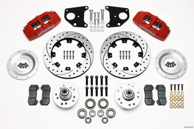 Wilwood 140-10740-DR Forged Dynapro 6 Front Big Brake Kit (Hub), Red Caliper NEW