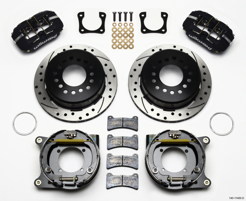 Wilwood Dynapro Low-Profile 11.00in P-Brake Kit Drilled Chevy 12 Bolt Spcl 2.81in Off Stag Mount - 140-11400-D