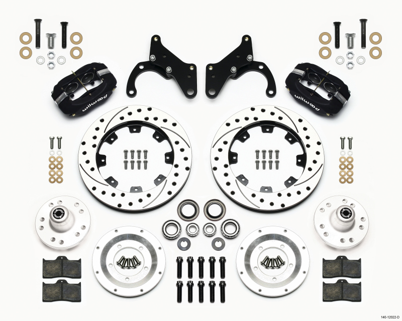 Wilwood Forged Dynalite Front Kit 12.19in Drilled 65-68 Chevy Impala -Drum Spindle - 140-12022-D