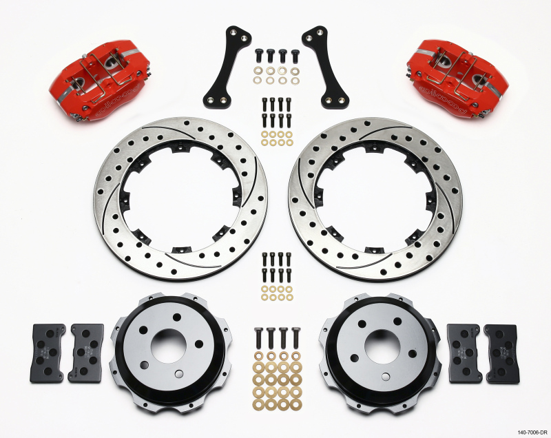 Wilwood Dynapro Rear Kit 12.19in Drilled Red Subaru Impreza WRX - 140-7006-DR