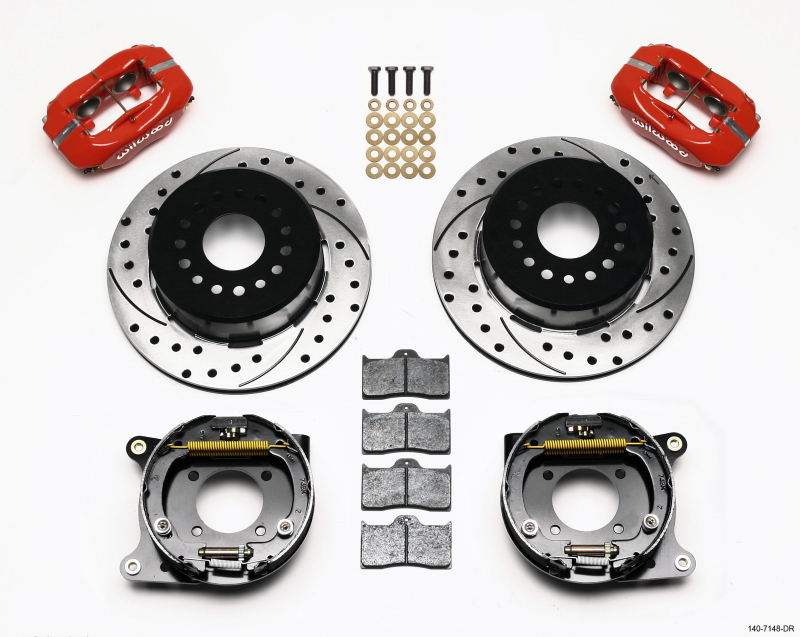 Wilwood 140-7148-DR Forged Dynalite Rear Parking Brake Kit - Red Caliper