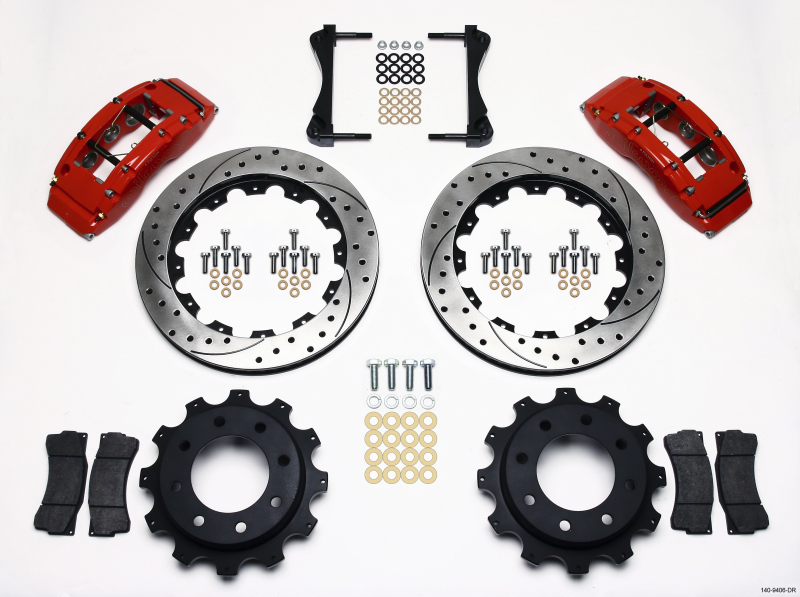 Wilwood TC6R Rear Kit 16.00in Drilled Red 1999-2010 GM Trk 2500 HD 4.84 Cntr - 140-9406-DR