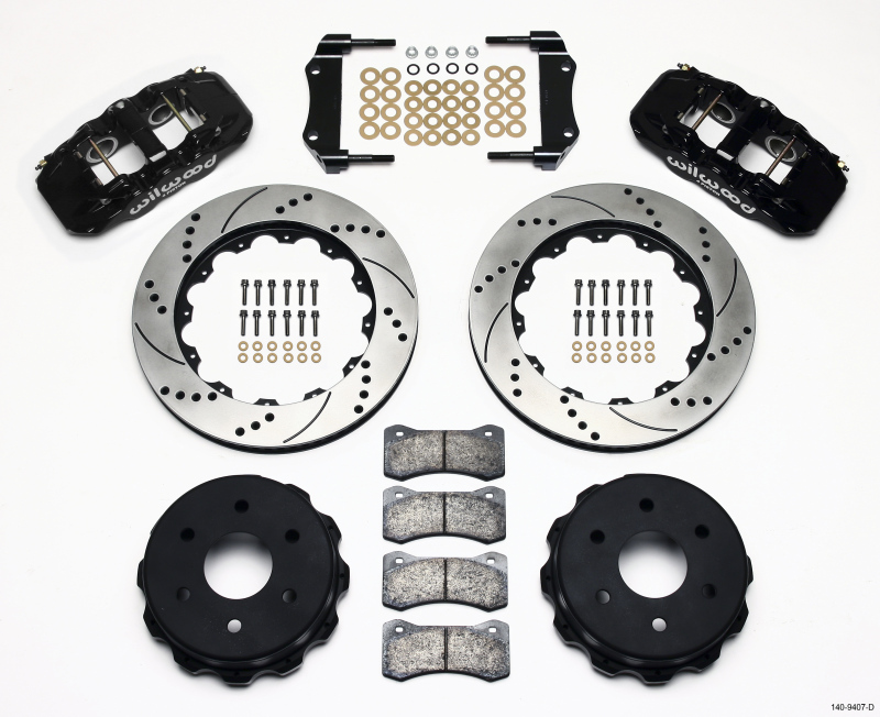 Wilwood 140-9407-D AERO4 Truck Rear Big Brake Kit, Black Powder Coat Caliper NEW