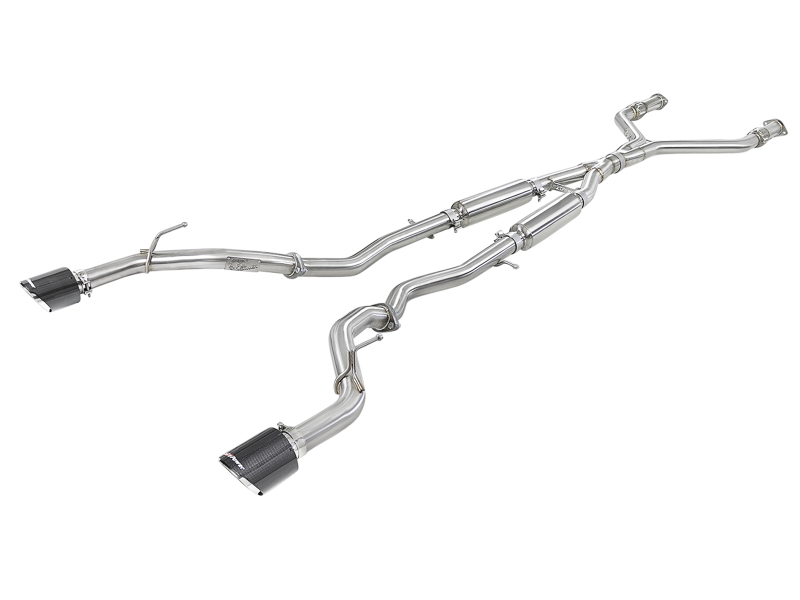 aFe POWER Takeda 2.5in 304 SS CB Exhaust w/ Carbon Fiber Tips 17-19 Infiniti Q60 V6-3.0L (tt) - 49-36134NM-C
