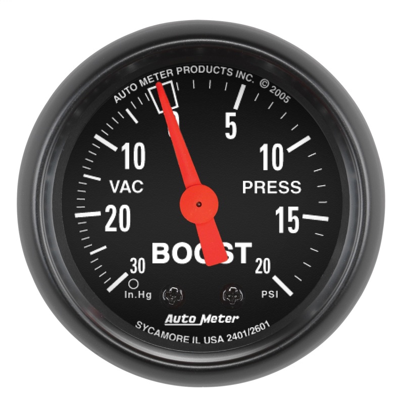 Auto Meter 2601 2-1/16" Z-Series Mechanical Boost/Vacuum Gauge 30" HG/20 PSI