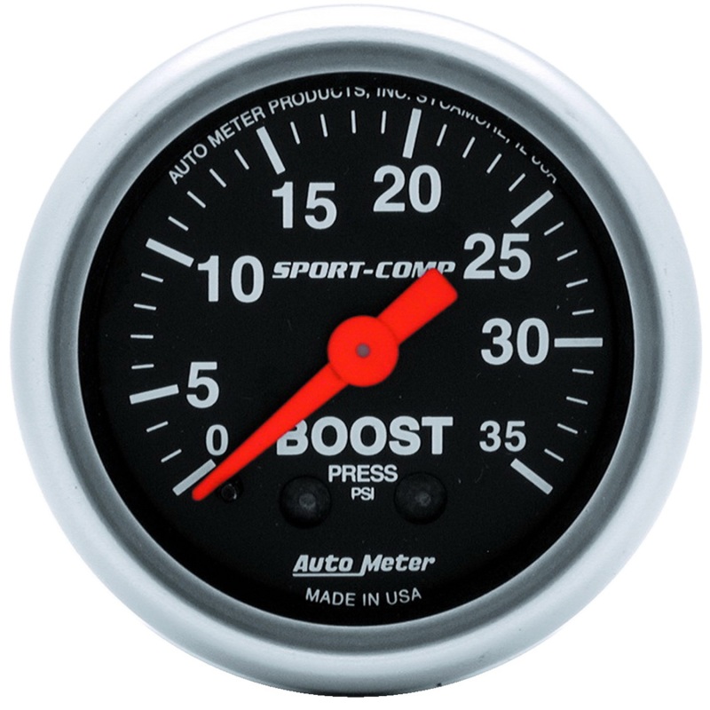 Auto Meter 3304 2-1/16" Sport-Comp Mechanical Boost Gauge 0-35 PSI