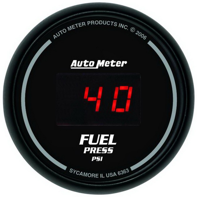 Auto Meter 6363 Gauge Fuel Pressure 2 1/16" 100Psi Digital Black Dial W/Red Led