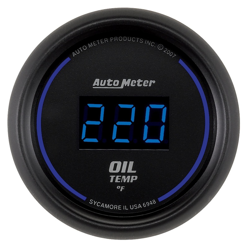 Auto Meter 6948 Gauge Oil Temp 2 1/16In. 340Deg.F Digital Black Dial W/Blue Led