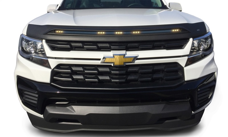 AVS fits  15-22 Chevy Colorado Aeroskin Low Profile Hood Shield w/ Lights - Black - 753113