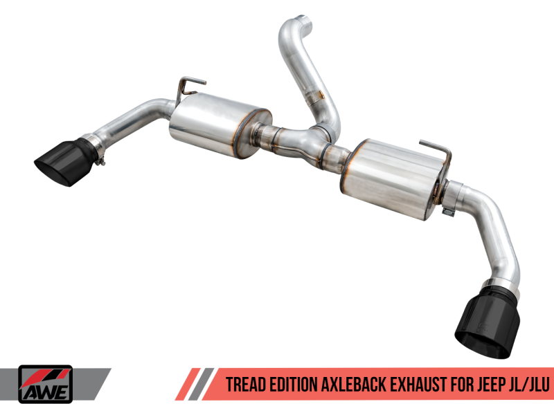 AWE 3015-33001 Dual Axle-Back Exhaust Kit w/4.5" Black Tips For Wrangler 3.6L