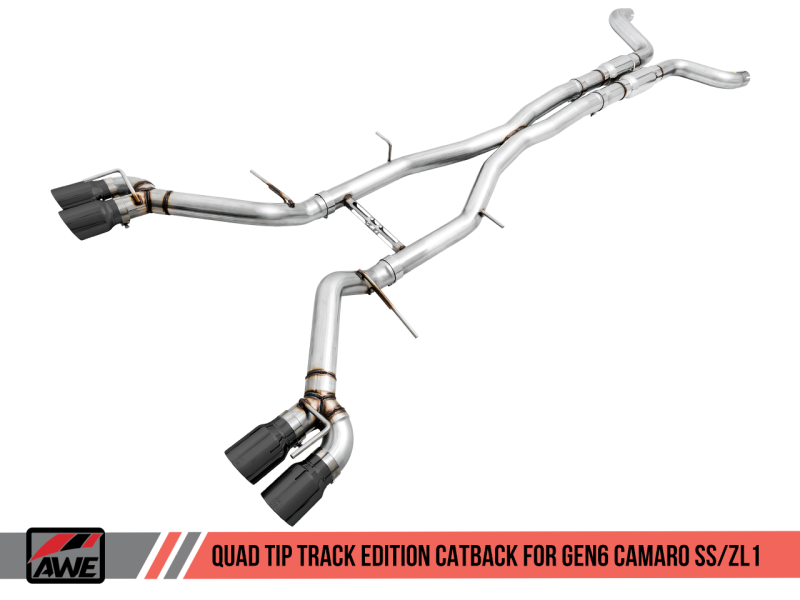 AWE 3020-43074 Catback Exhaust for Gen6 Camaro SS Non-Resonated Black Tips NEW