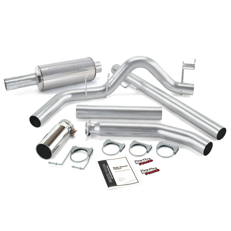 Banks Power fits  98-02 Dodge 5.9L Ext Cab Monster Exhaust System - SS Single Exhaust w/ Chrome Tip - 48636