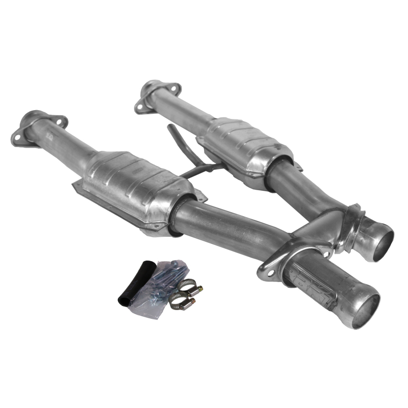BBK fits 79-93 Mustang 5.0 Short Mid H Pipe With Catalytic Converters 2-1/2 For BBK fits Long Tube Headers - 1509