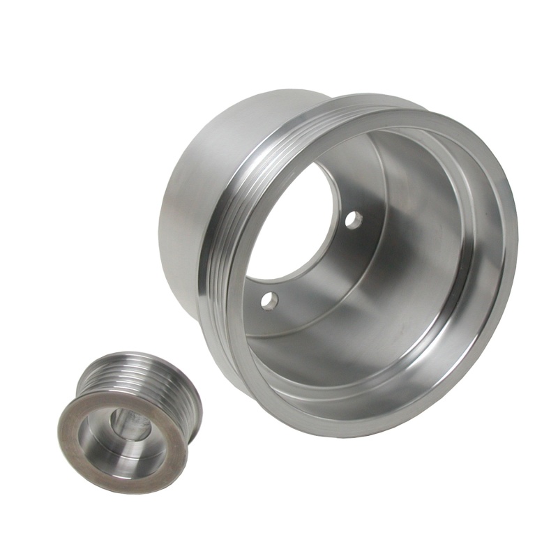 BBK fits 94-98 Mustang 3.8 V6 Underdrive Pulley Kit - Lightweight CNC Billet Aluminum (2pc) - 1619